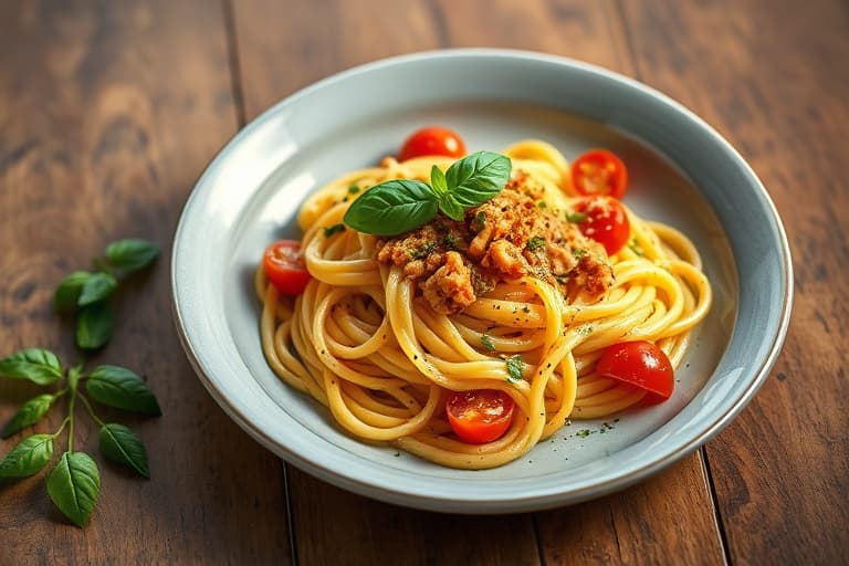 Fusilli med Chère, tomater og basilikum