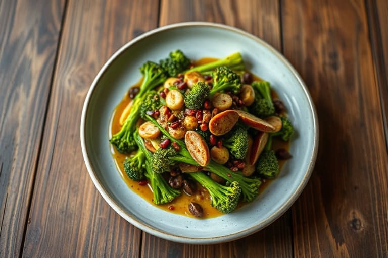 Bakt broccolisalat med auberginepuré