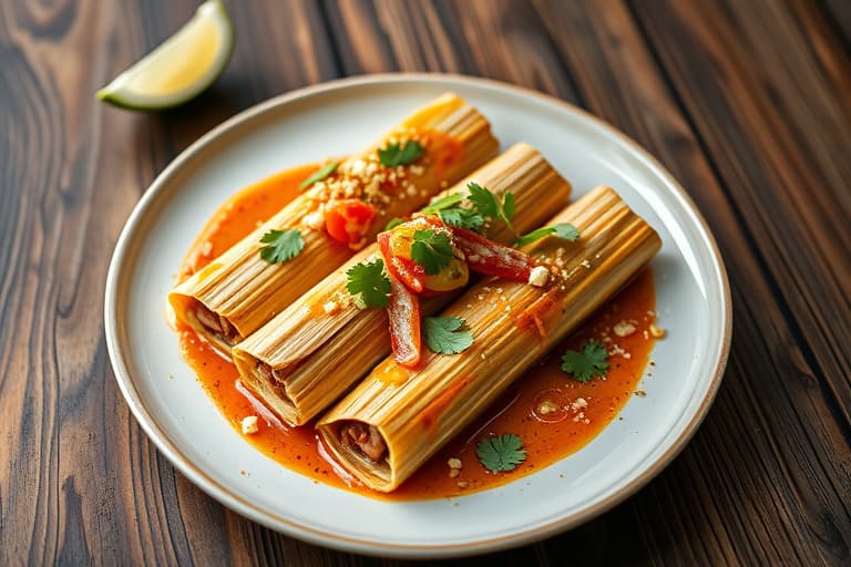 Conch Tamales med jalapeño-ostepesto