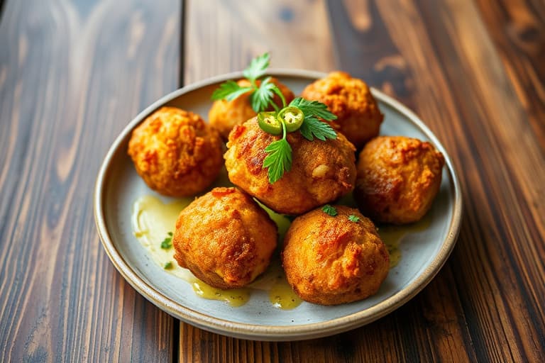 Jalapeño- og geitost-hush puppies