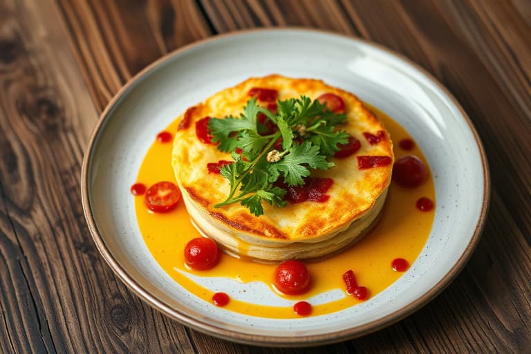 Geitost- og valnøttsoufflé med vannkresse- og frisée-salat