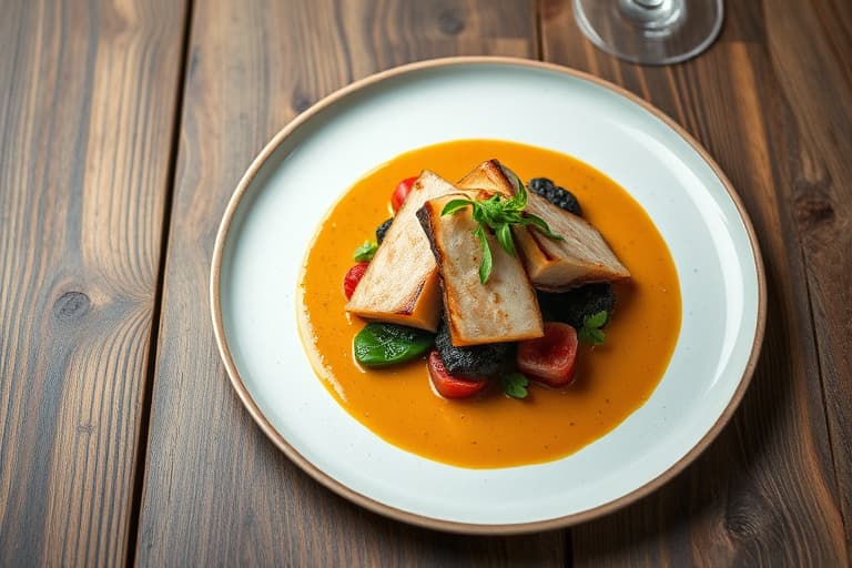 Bryst av storfe langsomt stekt med rødvin og puré av grønnsaker