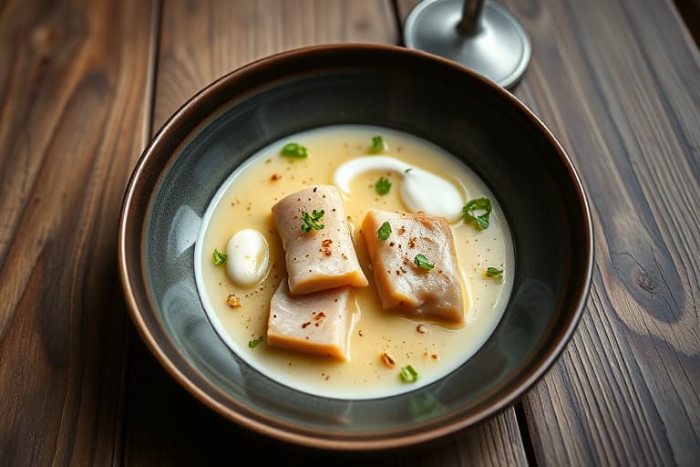 Lakseconsommé med créme fraîche og lakse-kaviar