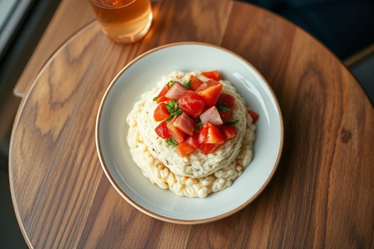 Kremete grits med rosmarínbacon