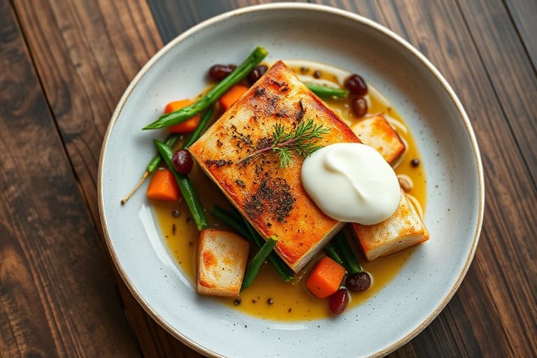 Stekte sjøkreps med crème fraîche og kaviar