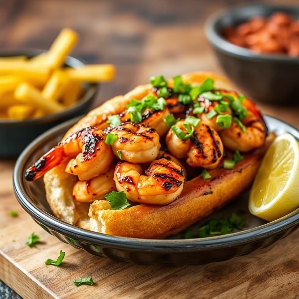 Grillet reker Po' Boy