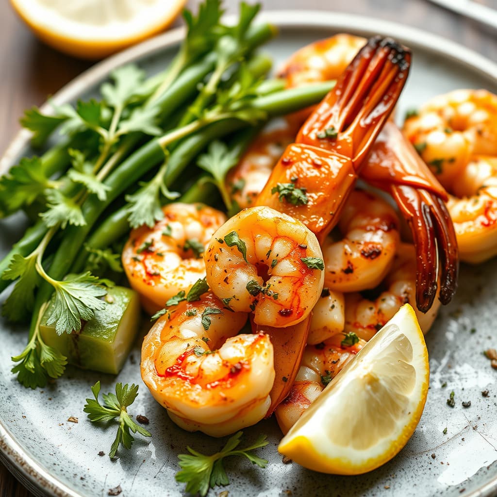 Grillet urter og reker