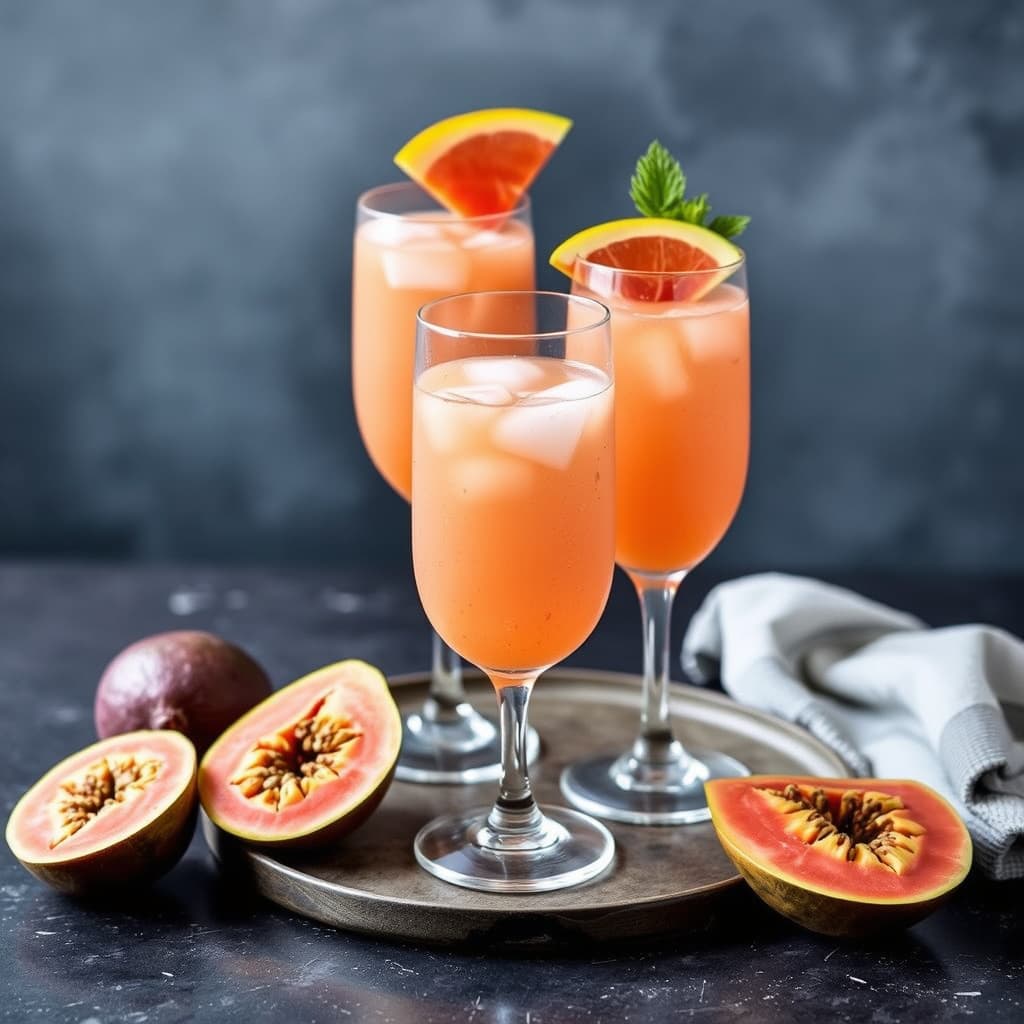 Guava- og papayamimosas