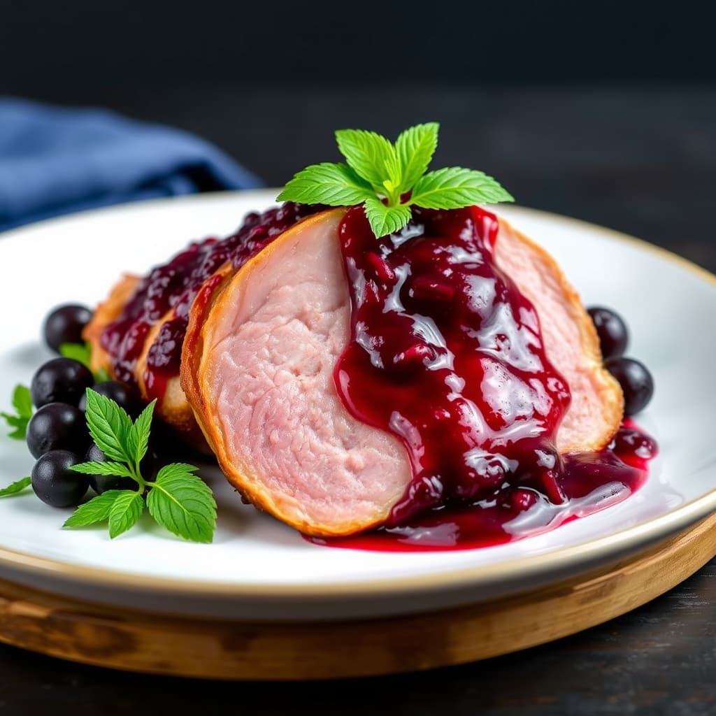 Hamp med tart bærsaus