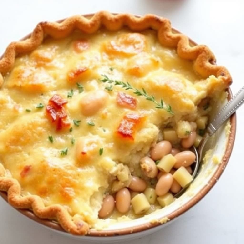 Hvit bønne- og potetpai