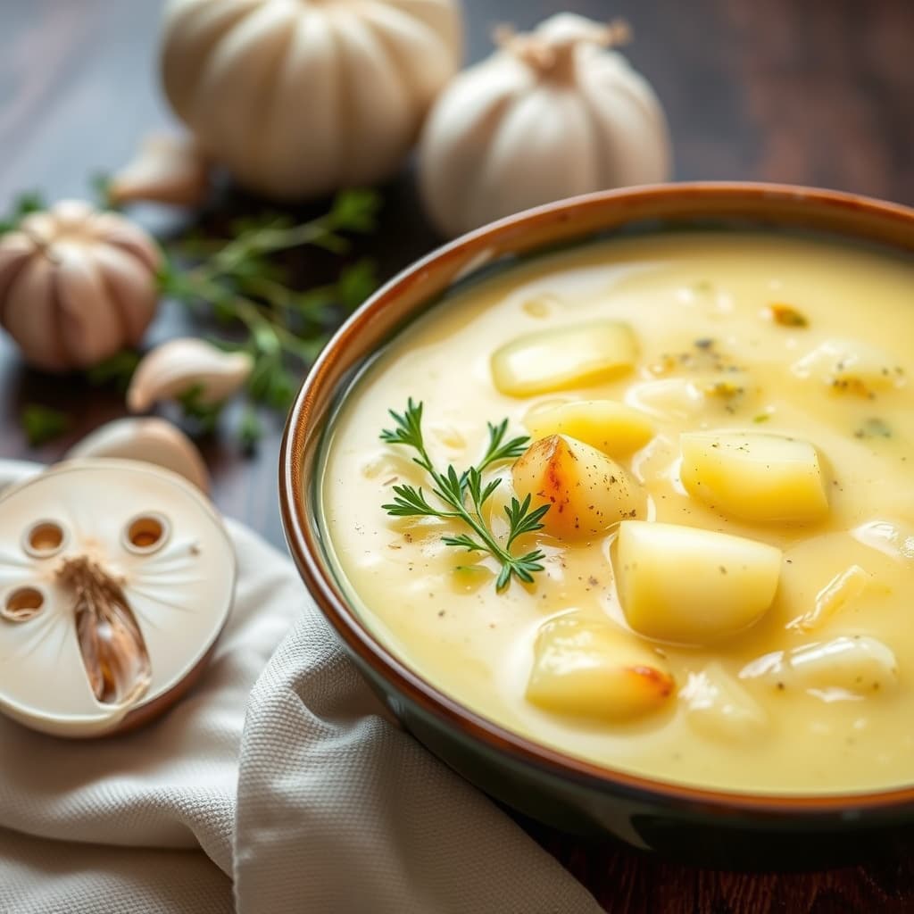 Hvitløk- og potetsuppe