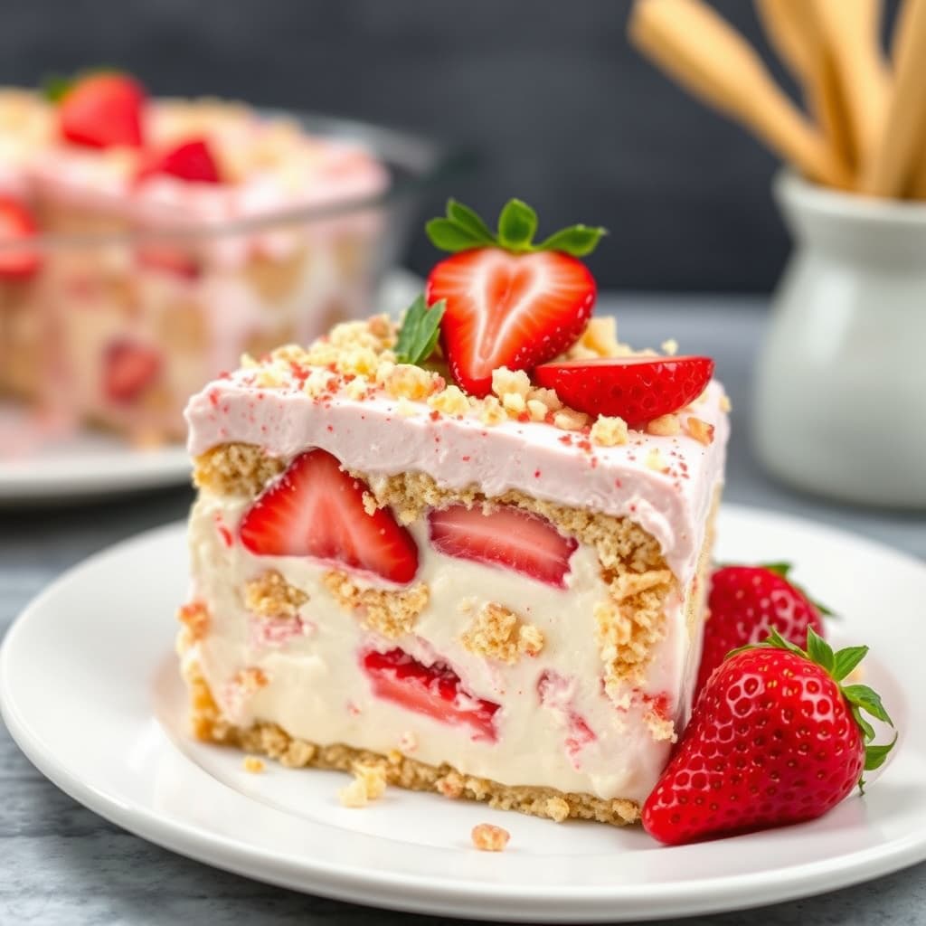 Jordbær Crunch iskake