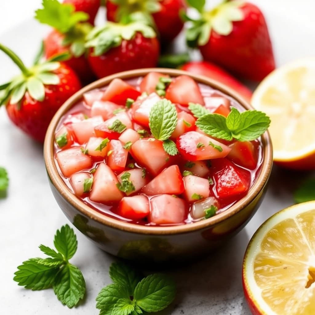 Jordbær- og myntasalsa