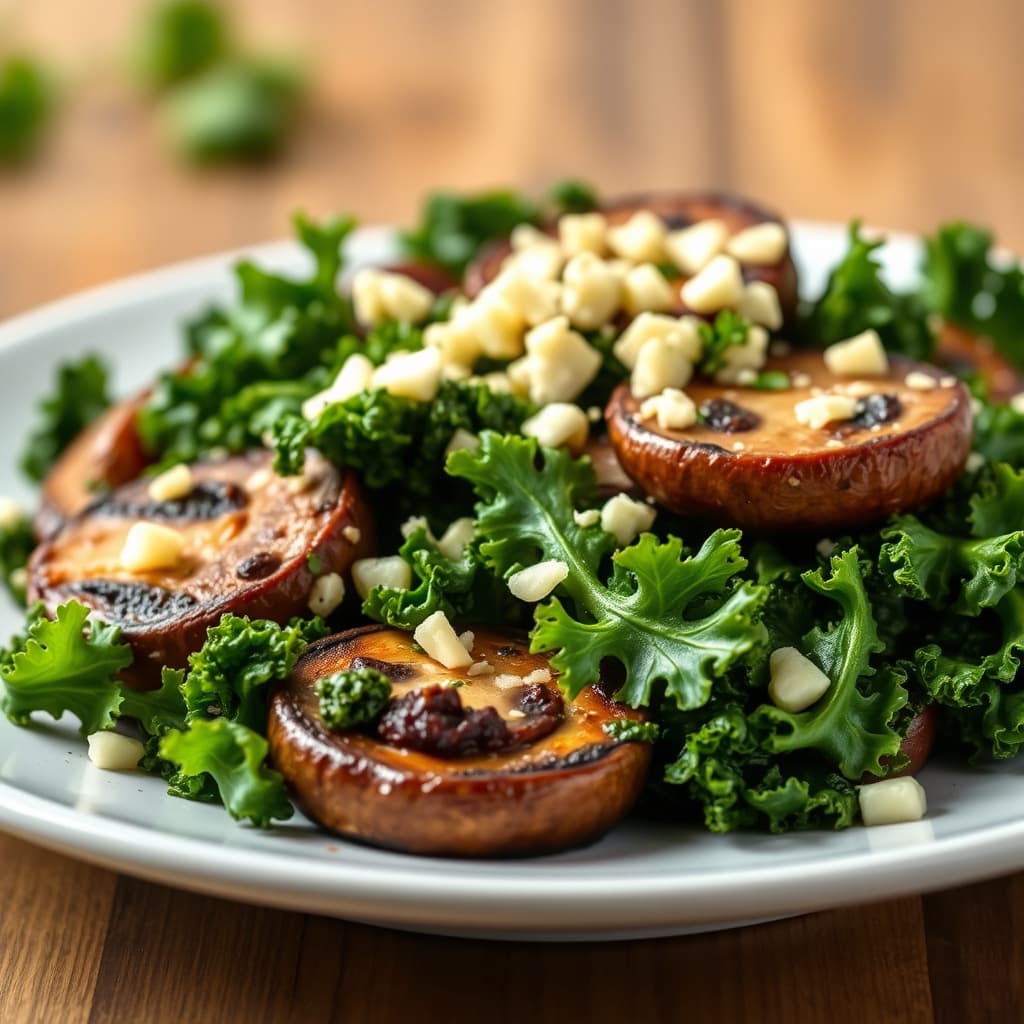 Kale og portobellosopp