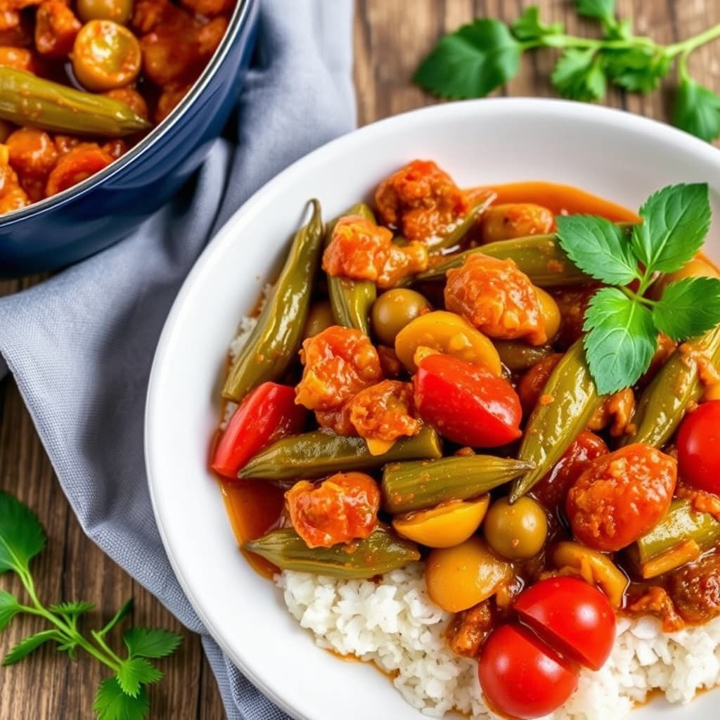 Kremet okra og tomater