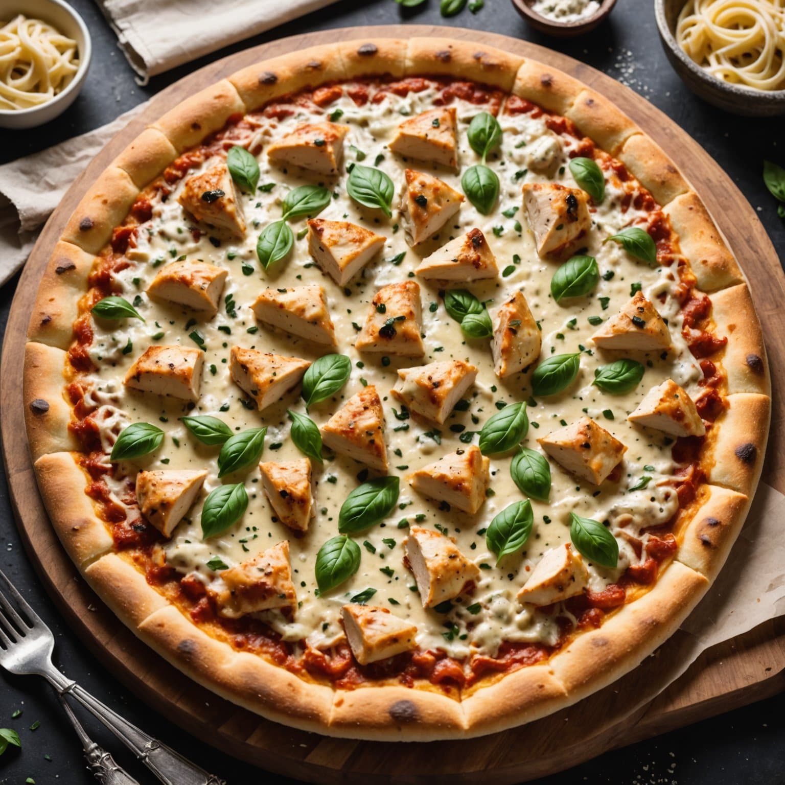 Kylling Alfredo-pizza