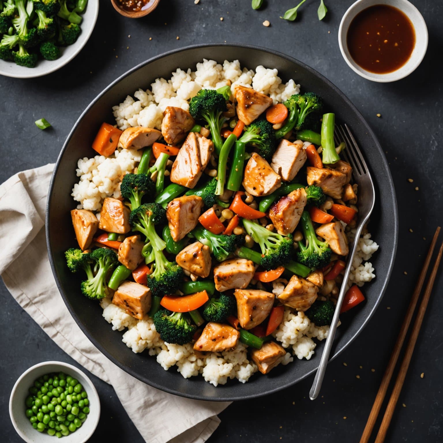 Kylling- og blomkålwok