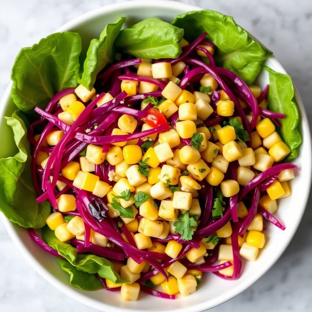 Mais- og rødkålsalat