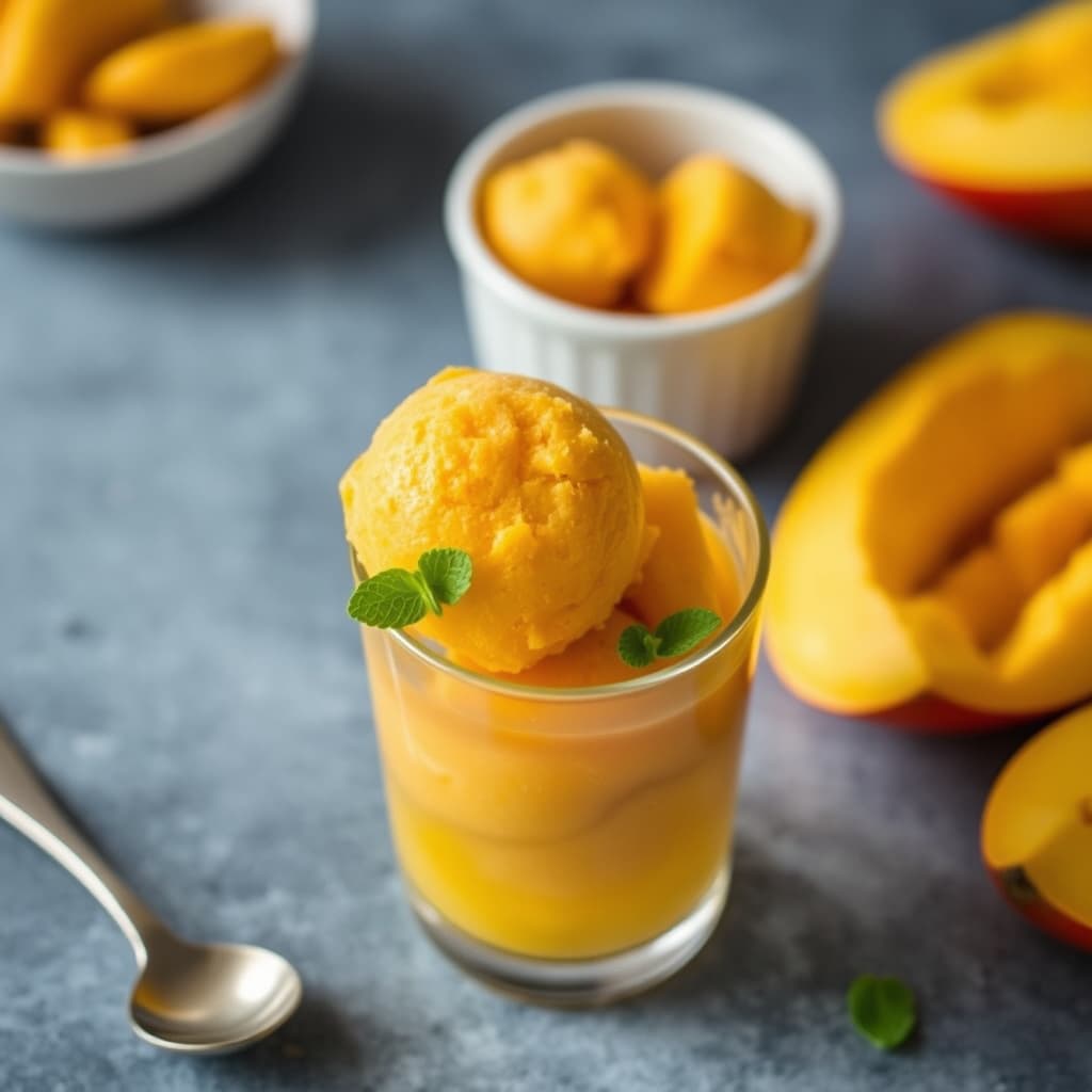 Mango- og chili-sorbet