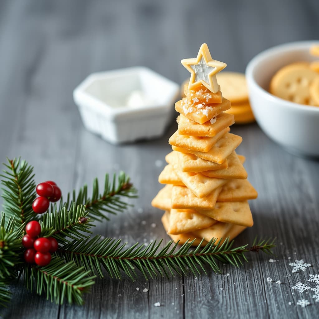 Ost og kjeks juletre