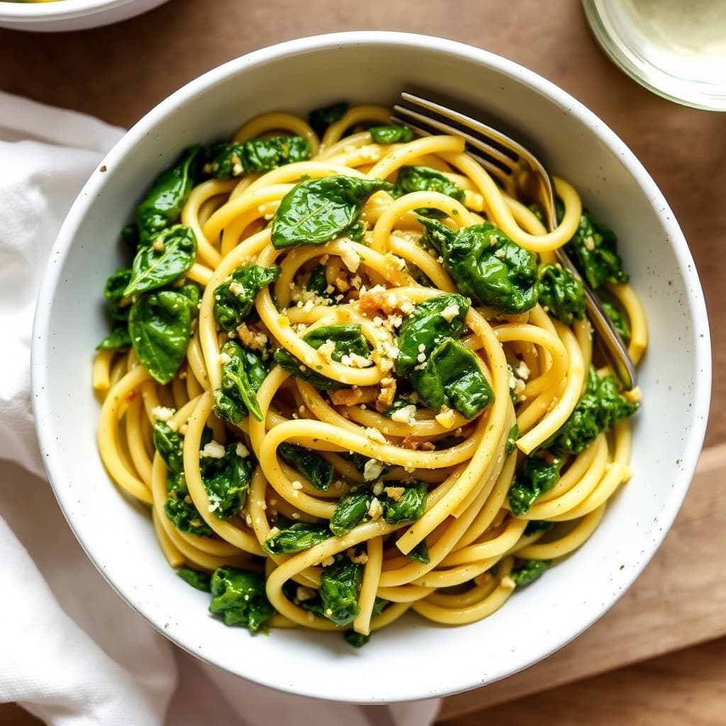 Pasta med spinatsaus