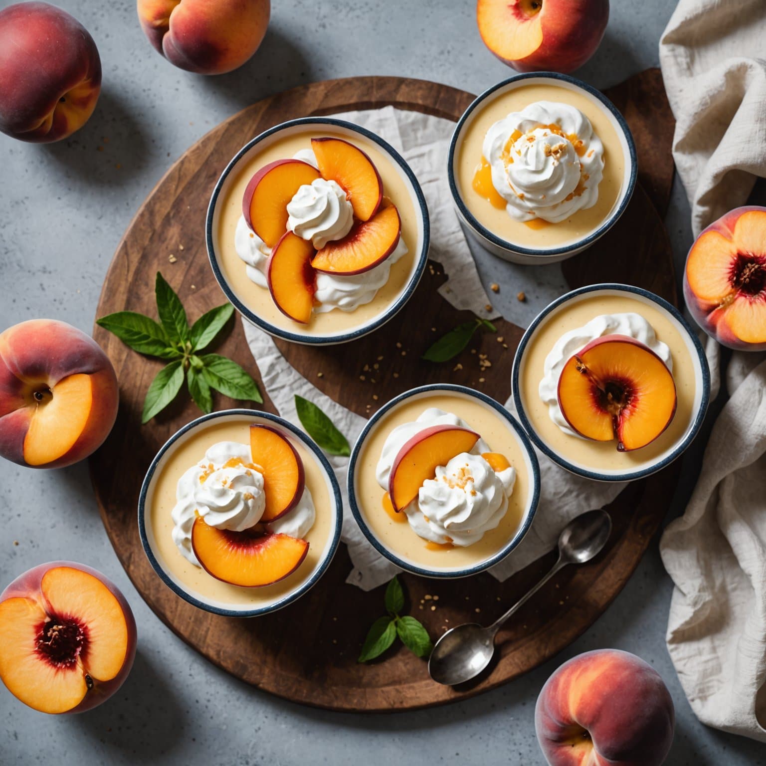 Peach og krempudding