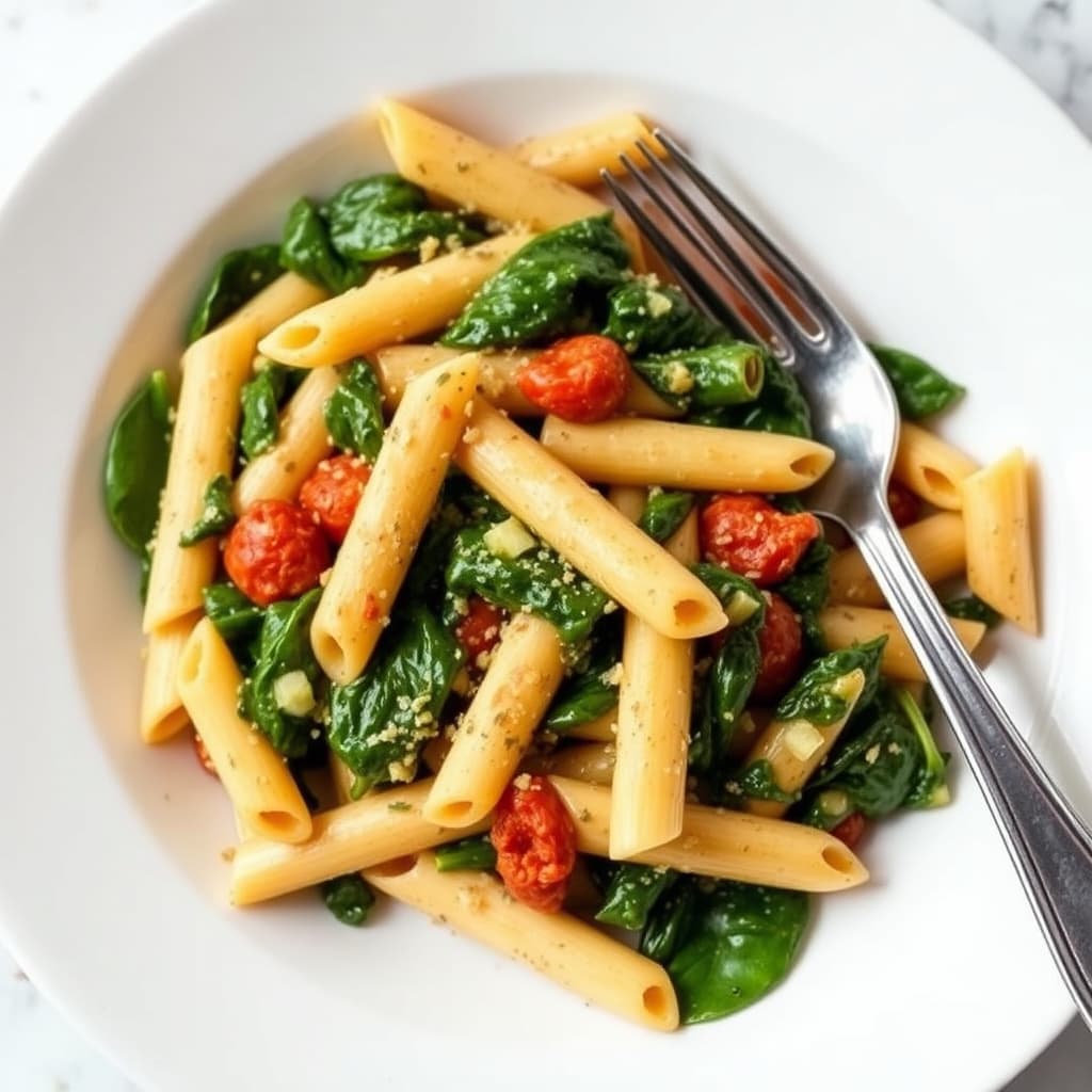 Penne med spinatsaus