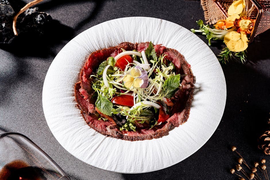 Biffpaillards med vannkresse- og urtesalat