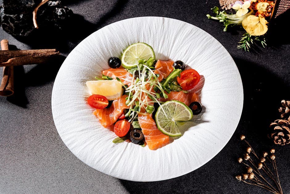 Sashimisalat med laks, appelsin og soyadressing