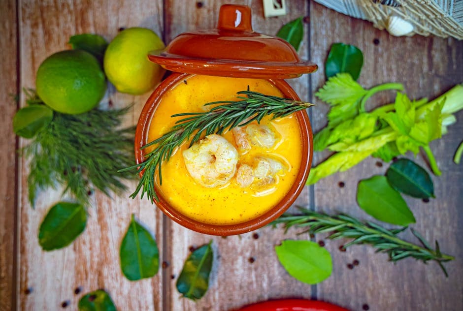 Kremet zucchinibisque med snøkrabbe