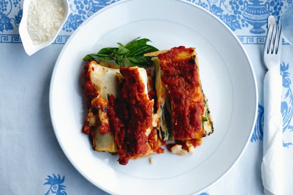 Vegetarisk lasagne med ricotta og grønnsaker