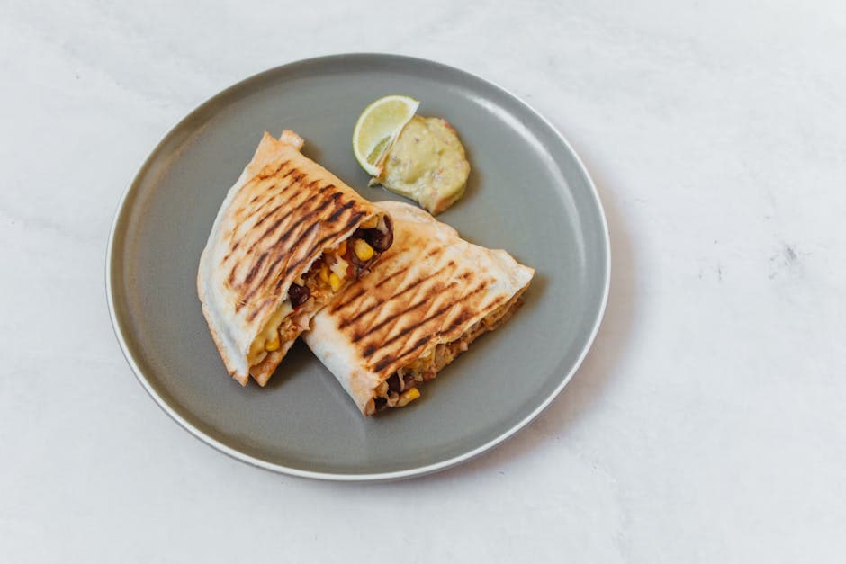 Quesadilla med grillet mais, asparges og krabbe