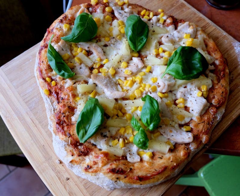 Pesto kyllingpizza med basilikum