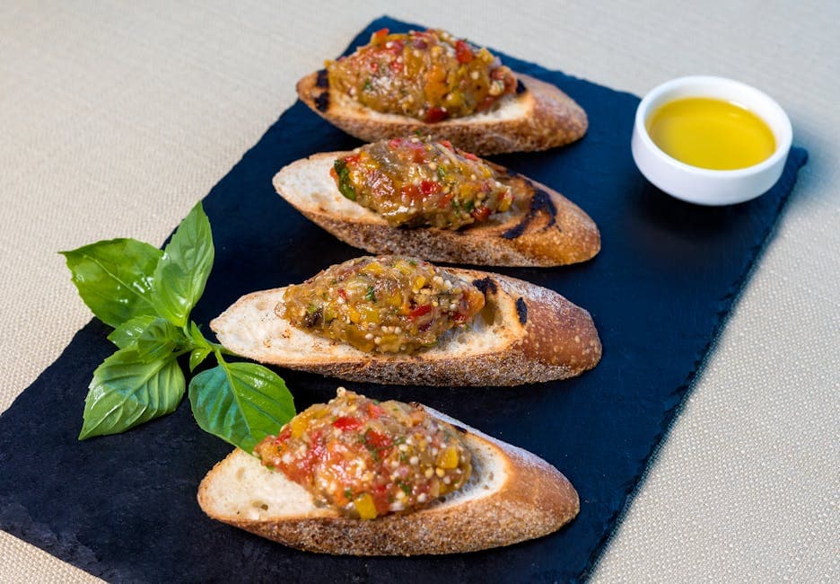 Auberginebruschetta med oliven og kapers