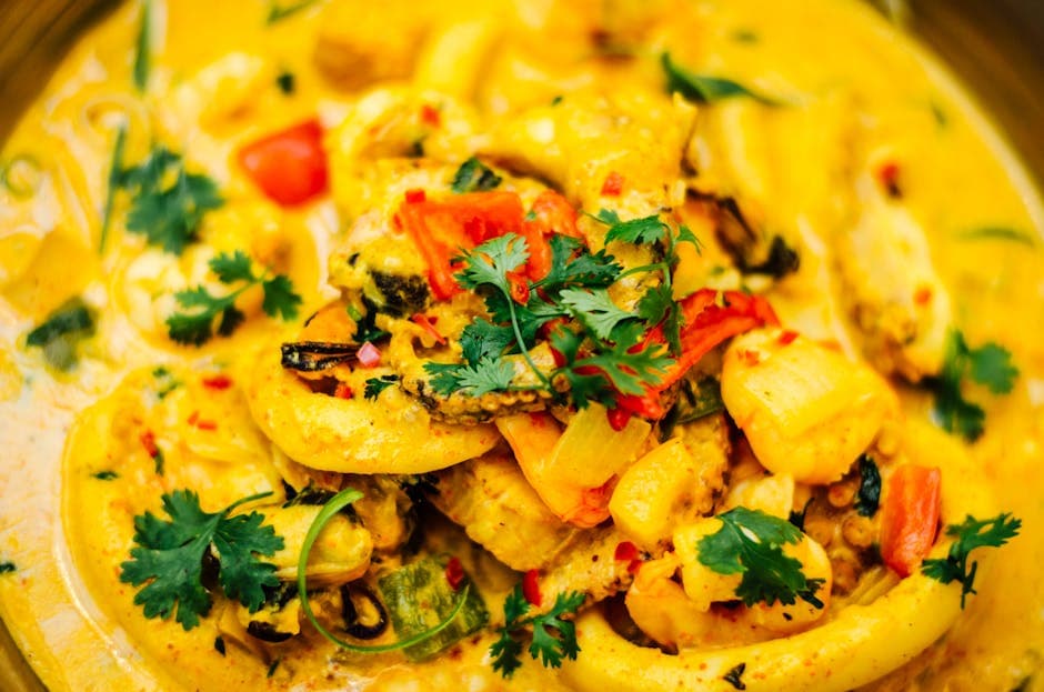 Dampede blåskjell i currysaus