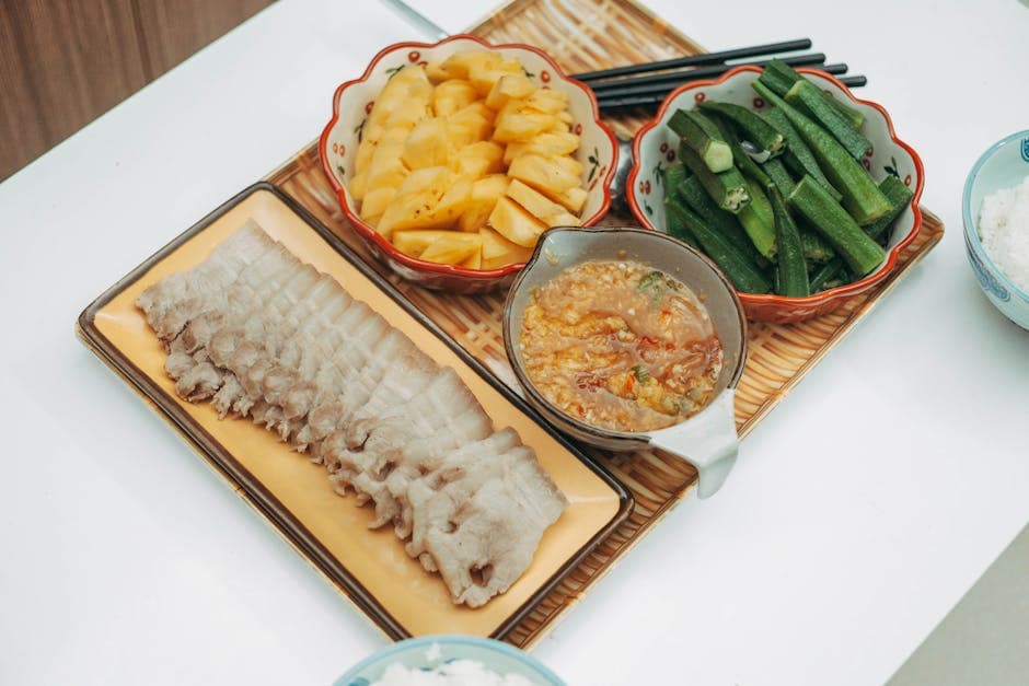 Svinefilet med mango, ingefærris og grillet ananas