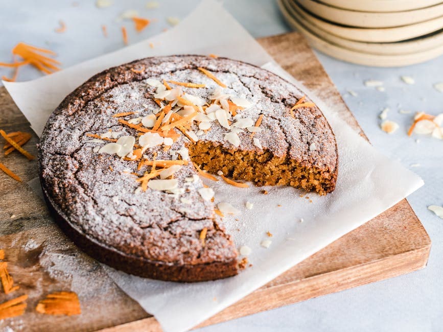 Gulrot- og mandeltorte med pinjekjerner