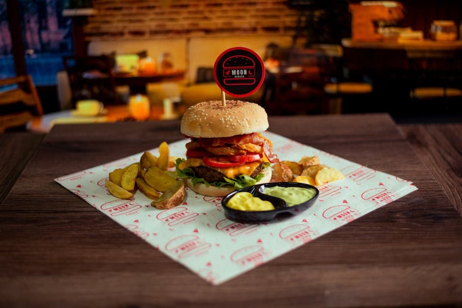 Saftig burger med spesialsaus og cheddar