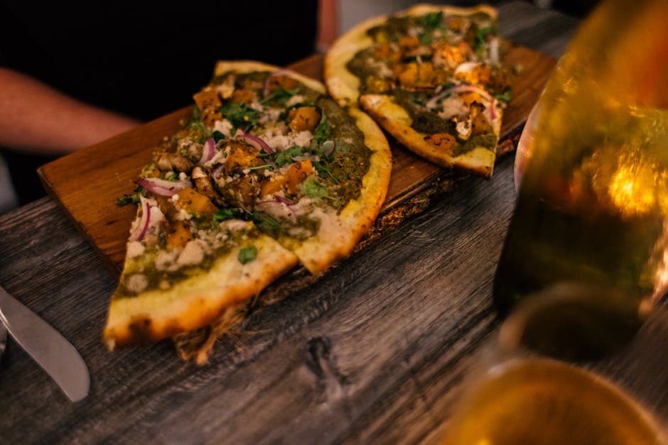 Ovnsbakt flatbrød med pesto, merguez og Manchego