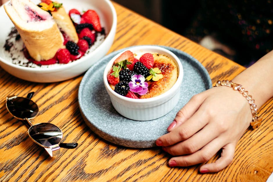 Ricotta med vaniljekrutonger og bær