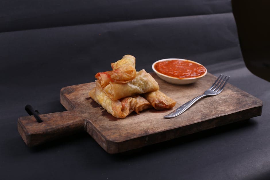 Sprø biff-eggrolls med BBQ-saus