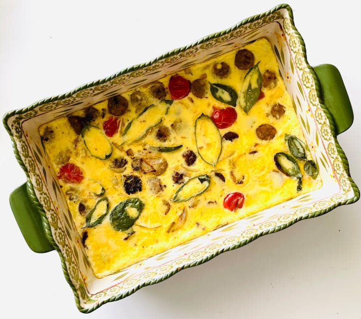 Asparges- og soppquiche med bacon (uten bunn)