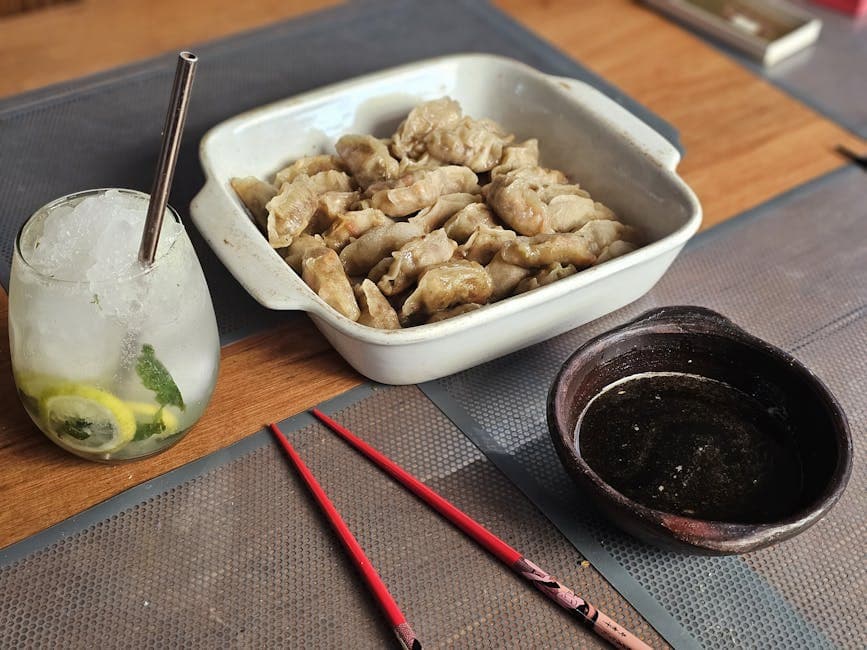 Festlige potstickers med svinekjøtt