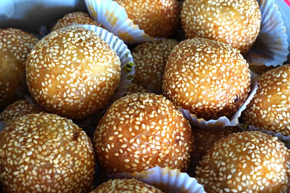 Sprø sesam-mochi med XO-karamell