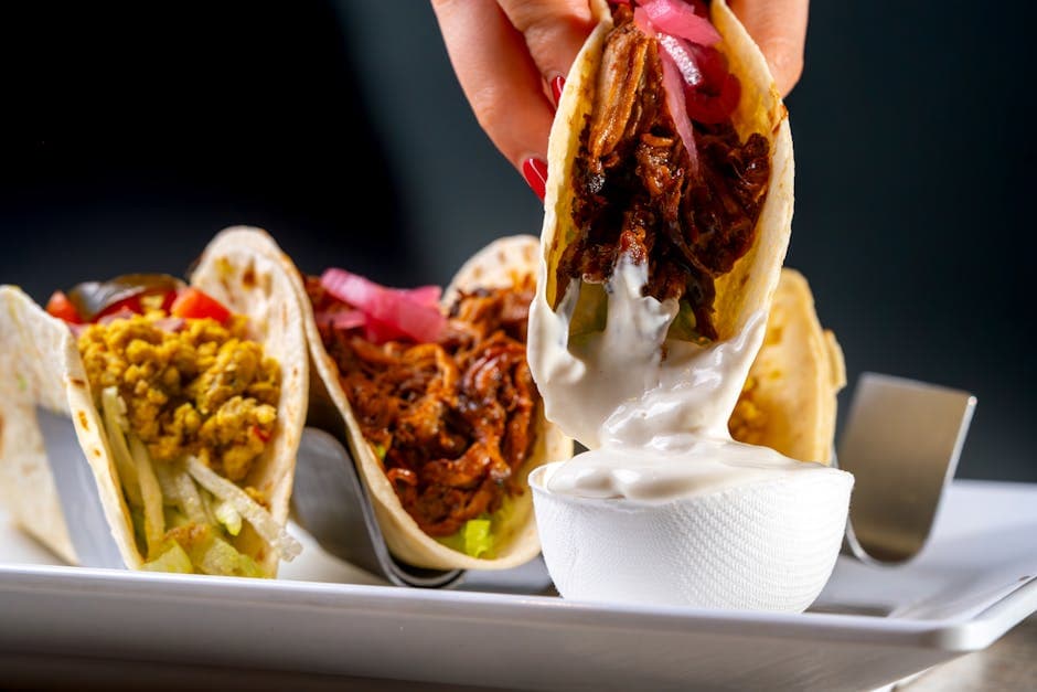 Braiserte oksetaco med salsa og rømme