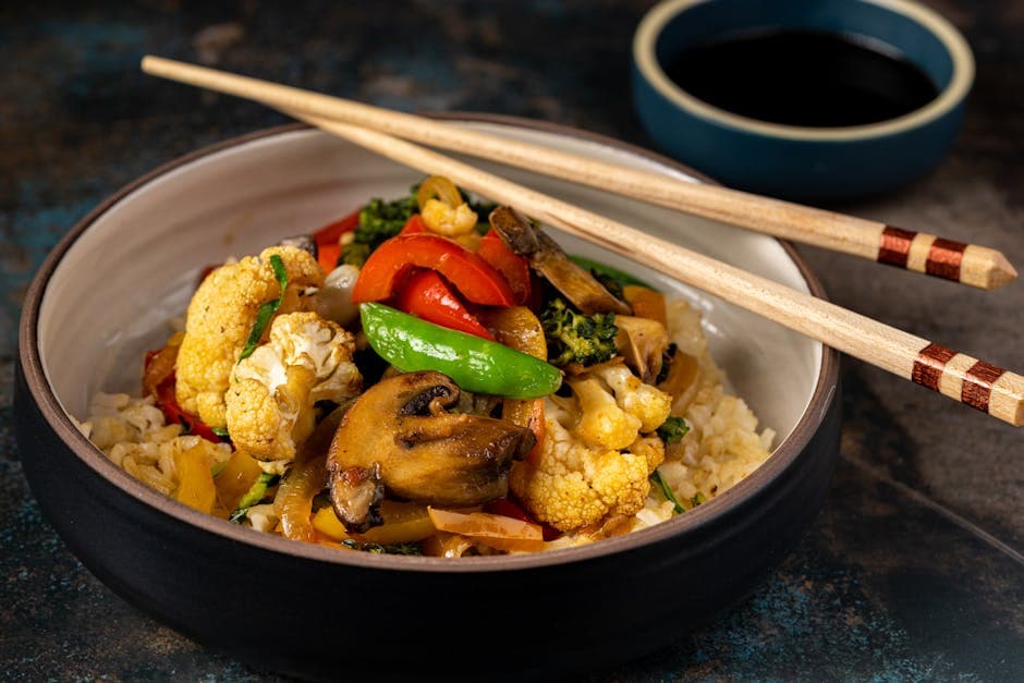 Wok med ingefær og friske grønnsaker