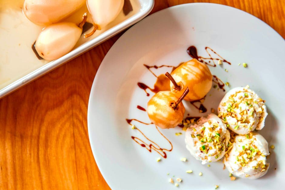 Grillede pærer med vaniljevinsirup og ricotta