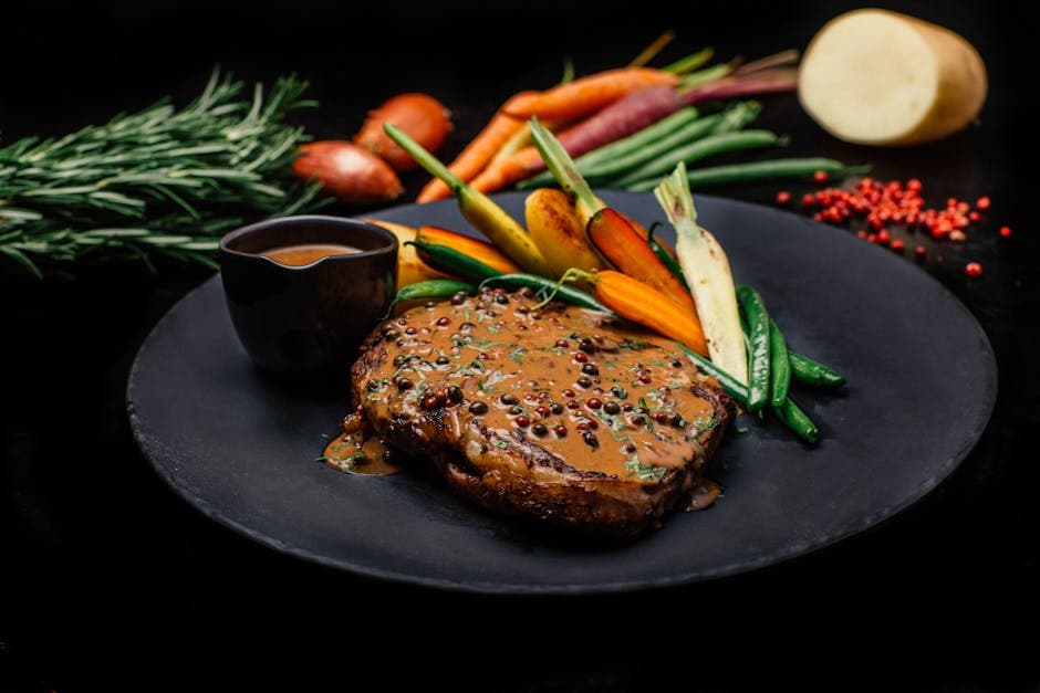 Rib-eye steak med stiltonsaus