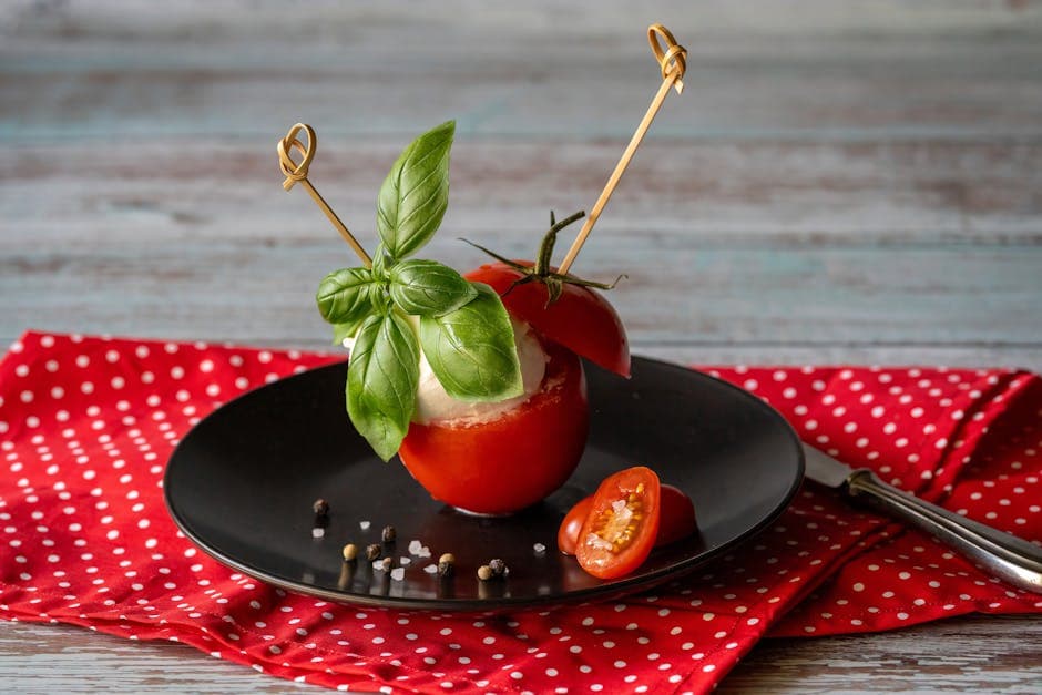 Caprese-spyd med plommebalsamico-glaze