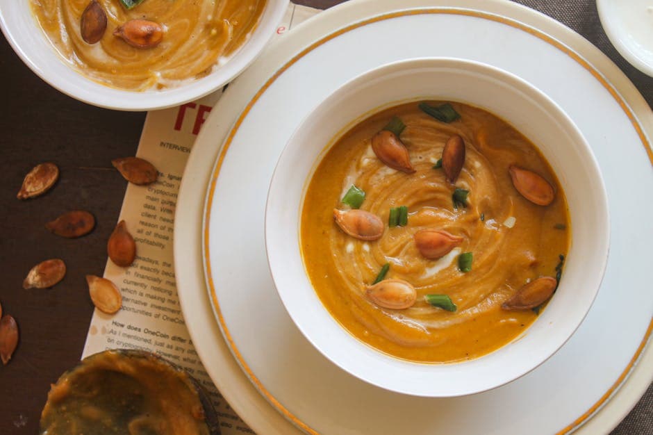 Kremet gresskarsuppe med pasta